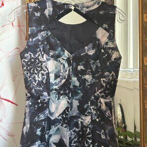 H &M Blue and Black Diamond Abstract Midi Dress 6
